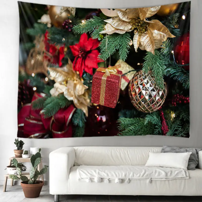 Christmas Tree Tapestry Christmas Gift Pattern Tapzi Wall Hanging For Home Decoration Living Room Bedroom Wall Art Large size