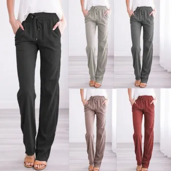 

New cross-border popular six color tie wide leg pants casual fashion pants women