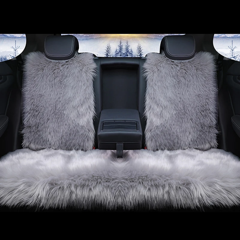 Плюшевые автомобильные чехлы для сидений автомобиля, чехлы для сидений автомобиля, мягкие внутренние сиденья, ковры, универсальные зимние коврики для стула, защитные аксессуары - Название цвета: Rear Gray