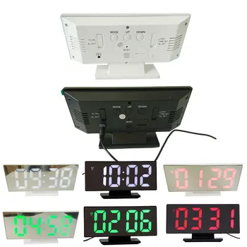 

NEW Digital Alarm clock LED Mirror Electronic Clocks Multifunction Large LCD Display Digital Table Clock with Luminous Calendar