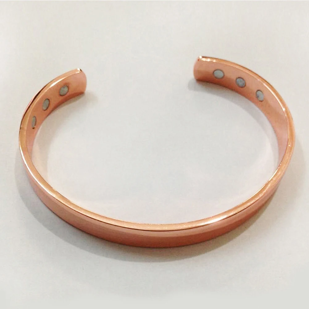 Pure Copper Magnet Energy Health Open Bangle Plated Rose Gold Color Simple Bracelet Healthy Healing Bracelet Jewelry Gift Bangle Bracelet Magnetic Bracelet