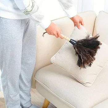 

Duster Anti-Static Ostrich Duster Feather Fur Brush Dust Cleaning Tool Wooden Handle Household Dust Cleaning Tool