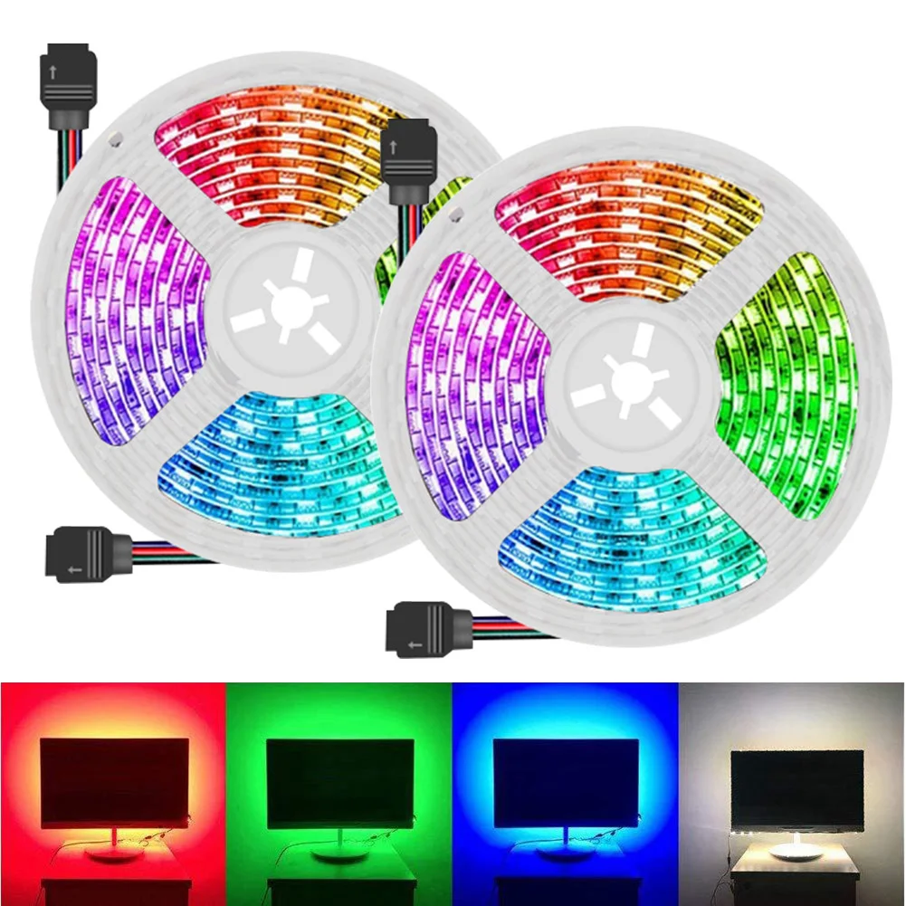 1/5/10m Светодиодные ленты светильник гибкий Портативный 5050 RGB ing лента ТВ