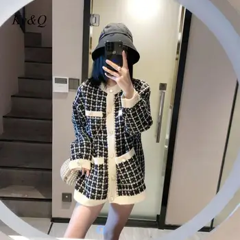 

Brand Design Women Spring Luxury Sweater 2019 New Vintage Patchwork Plaid Knit Single Breasted Cardigans Jacket Coat Clothes
