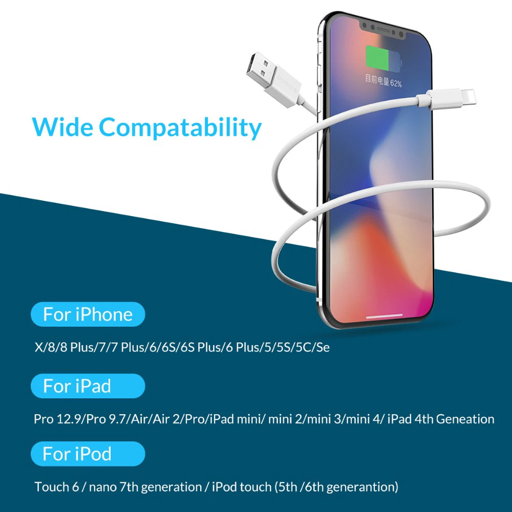  ORICO USB Kabel für iPhone Beleuchtung zu USB Kabel Lade USB Kabel Sync für iPhone 6 7 8 1M daten K