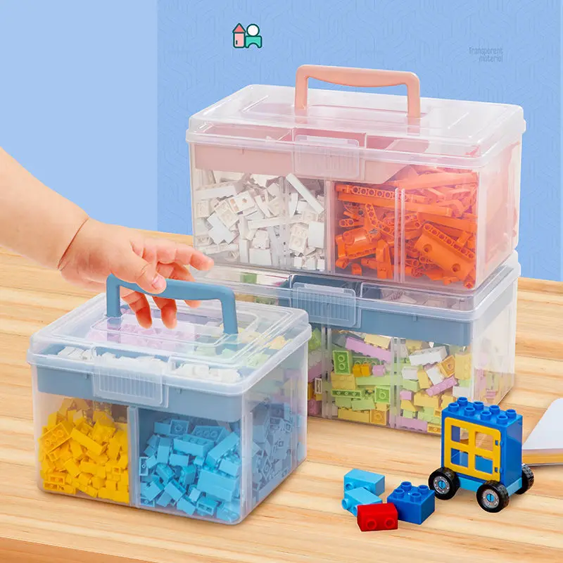 Adjustable Kids Building Blocks Storage Box Toy-Compatible Storage  Container Plastic with Handle Grid Children's Toy Organizer - AliExpress