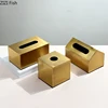 Metal Tissue Box Square Golden Rectangle House Geometry Desktop Storage Organization Modern Home Decoration Accessories 1
