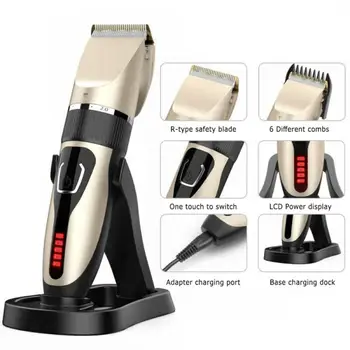 

Professional Electric Digital Hair Trimmer Rechargeable Electric Hair Clipper Men's Cordless Haircut Adjustable Ceramic Blade