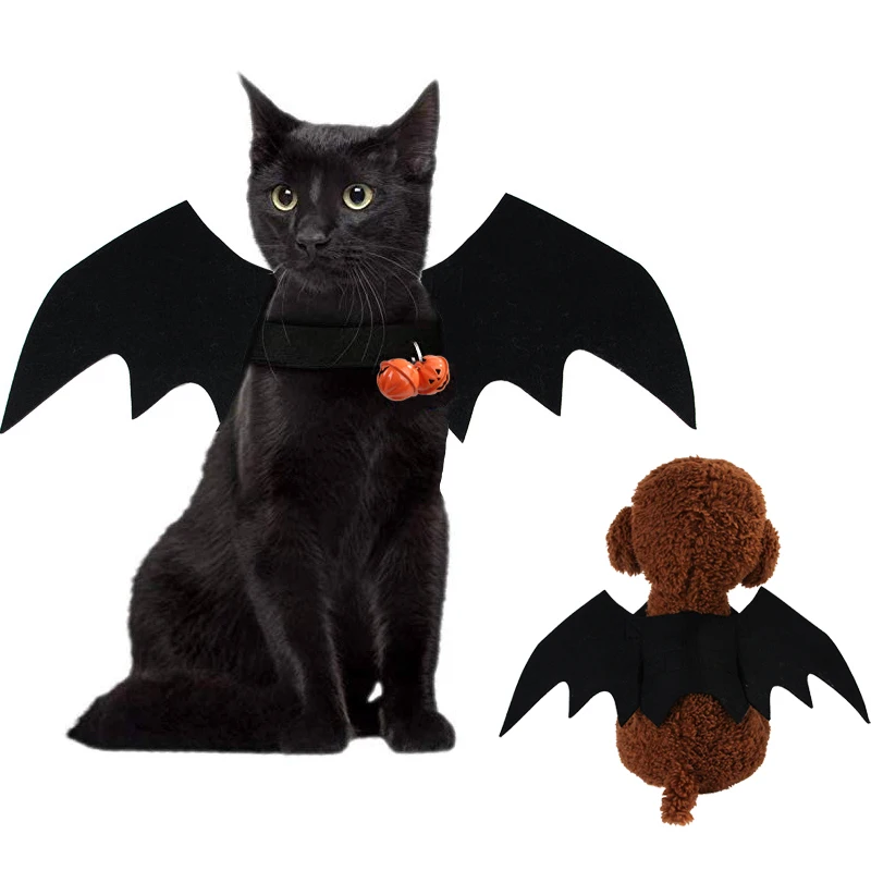 Ranphy Halloween Costumes for Small Dogs Cat Bat Harness with D Ring Puppy Bat Wings Cosplay Costume Clothes with Two Bells Pet Dress Up Accessories for Party M