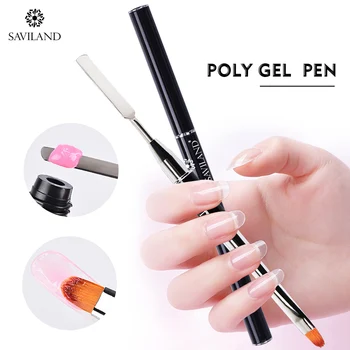 

SAVILAND Nails Brush 2 In 1 Double Poly Gel Pen UV Gel Acrylic Poly Gel Tips Quick Tool for Nail Builder Extension Art Design