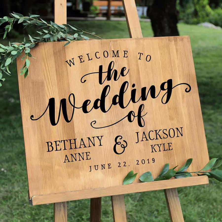 Wedding-Sign-Decal-Welcome-to-the-Wedding-of-Personalized-Wood-or-Chalkboard-Sign-Vinyl-Decals-Custom