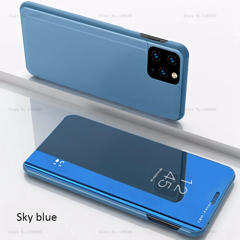 Blue Роскошный зеркальный чехол для телефона iPhone 11 Pro Max XS Max XR 7 Plus 8 с поддержкой откидной крышки для iPhone X 6s 6 Plus 11 защитный чехол - Цвет: Blue