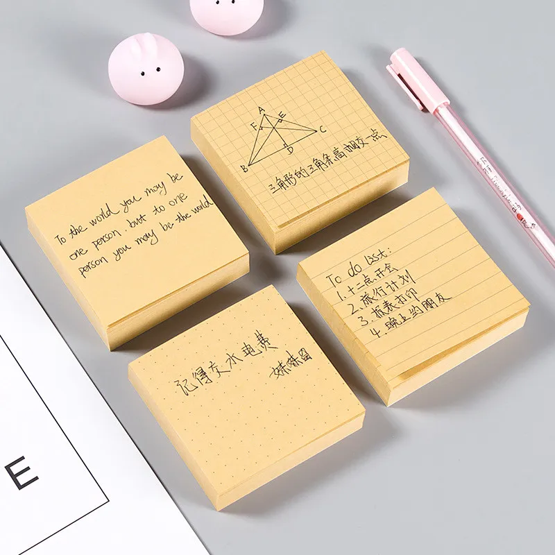 Kawaii Kraft Paper Dot Grid Line Blank Post-it Memo Pad Sticky Notes ...