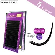 NAGARAKU 5 чехлов, эллипс, плоские накладные ресницы для наращивания, плоские ресницы из норки, ресницы из искусственной норки, эллипс, ресницы