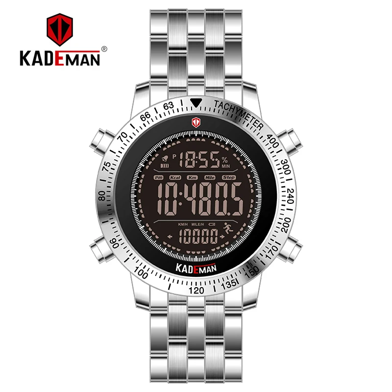 K849-S-S KADEMAN Топ бренд класса люкс модные мужские спортивные часы ЖК цифровой дисплей Многофункциональный Будильник Подсветка 3ATM нержавеющая сталь K849 - Цвет: K849-S-S