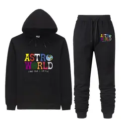 ASTROWORLD/Новинка 2019, брендовый спортивный костюм, модные мужские спортивные толстовки, комплекты из двух предметов, флисовая плотная