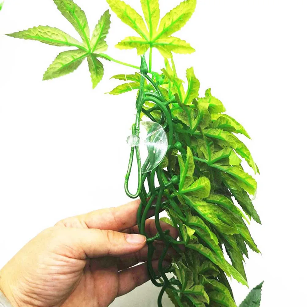 12 Inch Pet Supplies Handmade For Reptile Artificial Vine DIY Hanging With Suction Cup Fish Tank Realistic Simulated Plant Fake