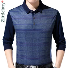 Фирменная Новинка Повседневная клетчатая теплая зимняя рубашка поло для фитнеса Мужская рубашка из Джерси, мужские рубашки поло, модная одежда 02125