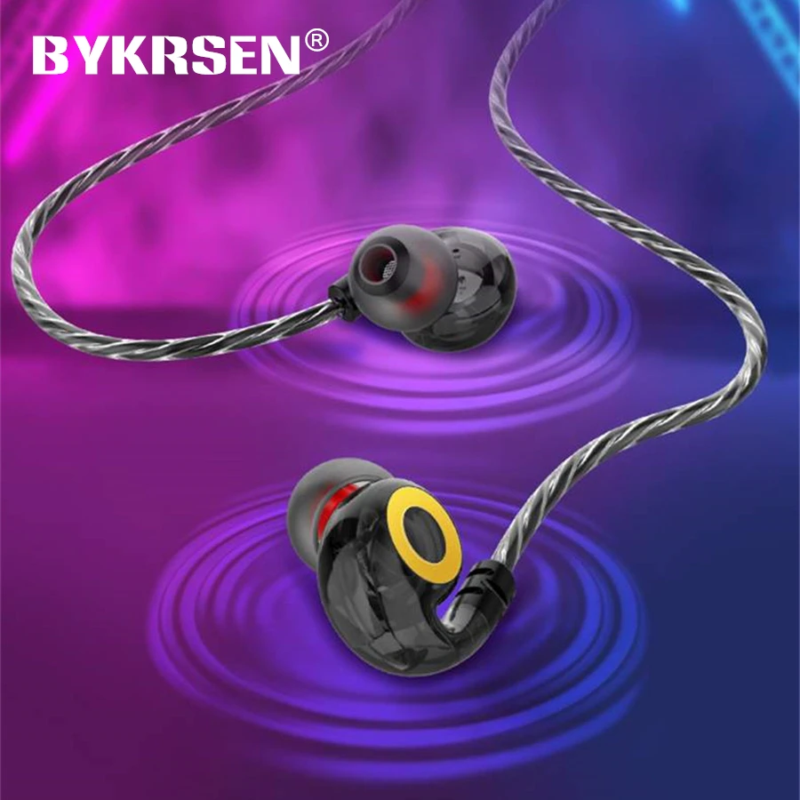 Спортивные наушники BYKRSEN проводные вкладыши с защитой от пота портативная
