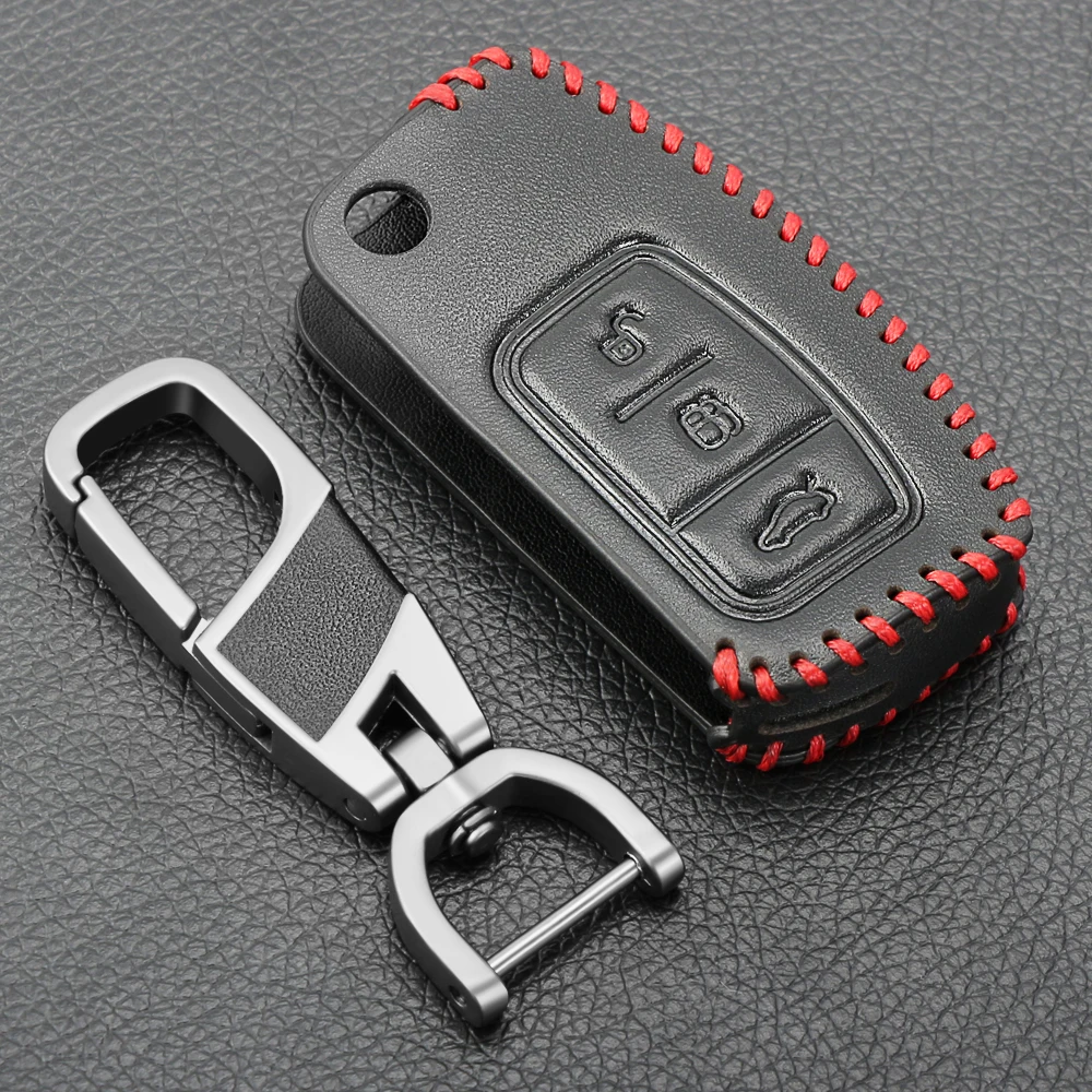 Чехол для ключей из натуральной кожи Ford Fiesta Focus C Max Galaxy Kuga Mondeo MK4 S Fob Smart Remote|Футляр