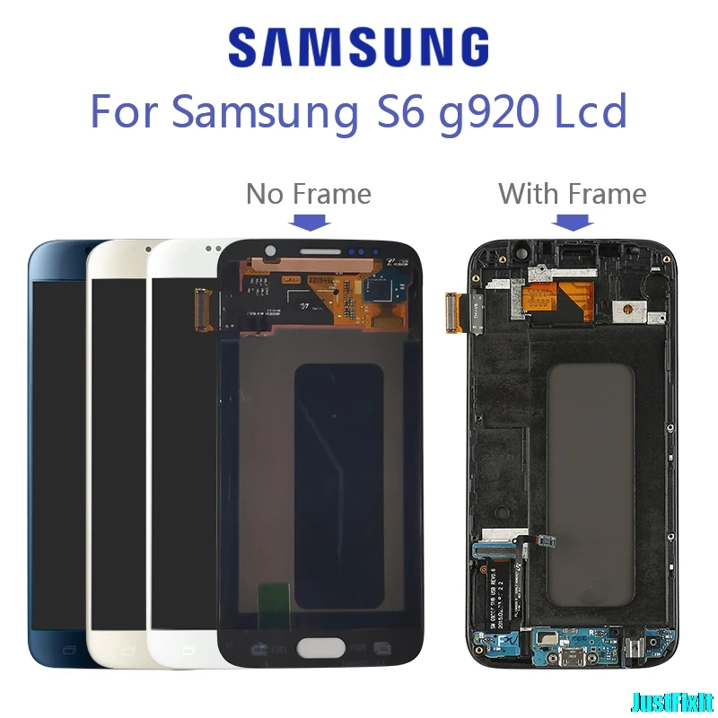 Для samsung Galaxy S6 G920F ЖК-дисплей сенсорный экран дигитайзер в сборе+ передняя рамка протестирован