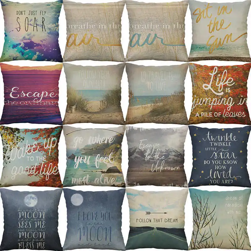 

Linen 18'' Cotton Décor Prtint Beach Home Pillow Cover Cushion Sofa Case