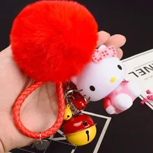 Крутой Южная Корея креативные виниловые пары оптом KT Cat автомобильный брелок Рекс кролик меховой шар Дамская сумка украшения