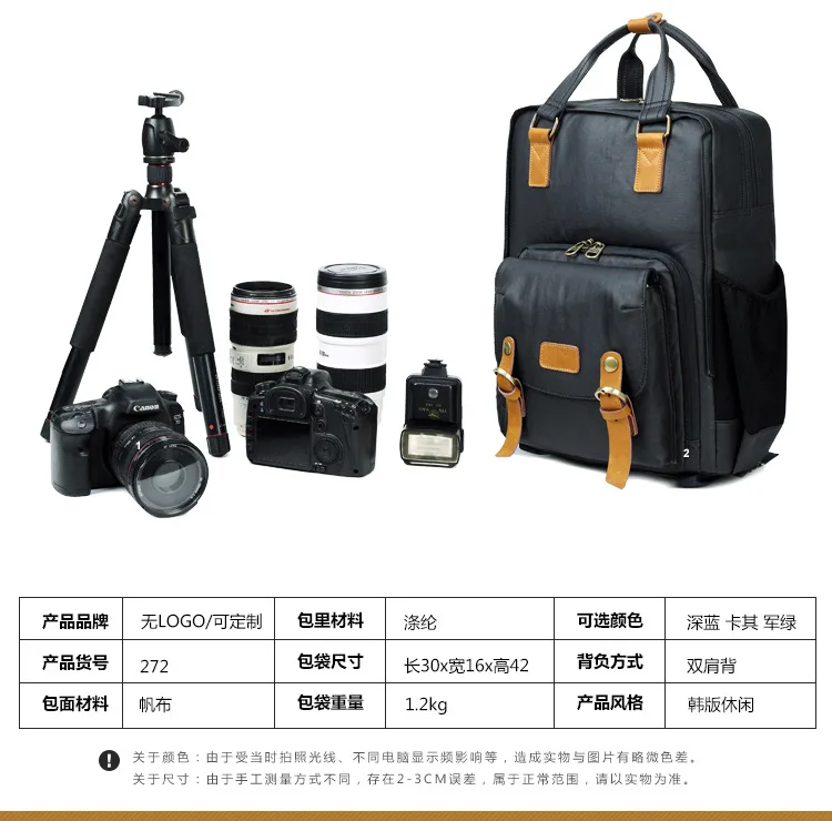 Водонепроницаемый холст для мужчин и женщин большой рюкзак для Canon/Nikon камера фотография Traval DSLR камера Сумка Высокое качество рюкзак
