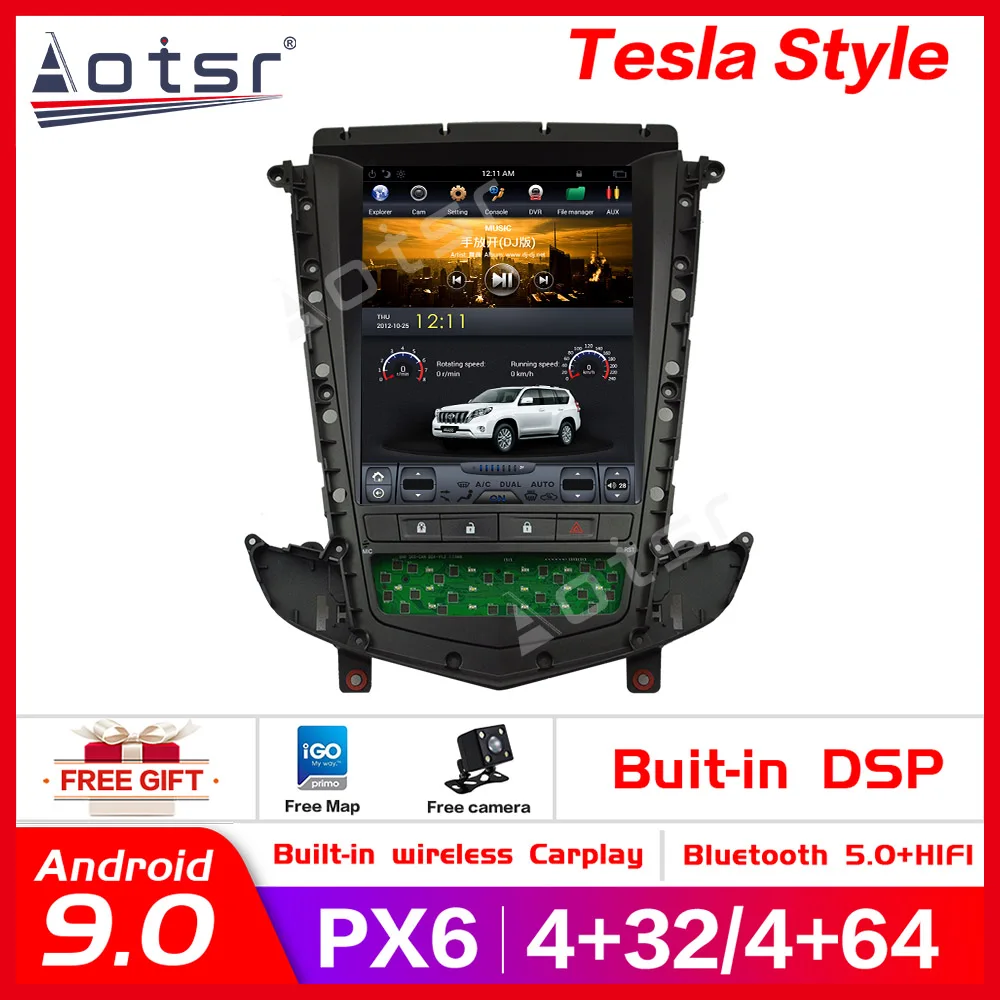 

Android 9.0 4G-64G Vertical Screen Tesla Style Car DVD player GPS for Cadillac Old SRX 2009-2012 navigation radio auto px6