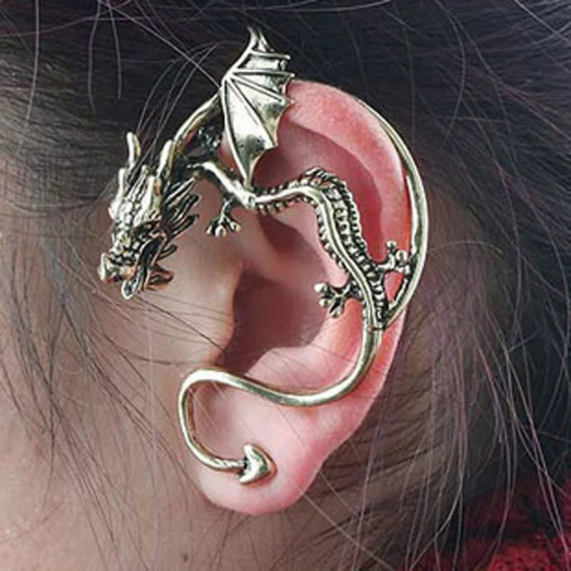 SexeMara Retro Vintage Gothic Rock Punk Twine Dragon Shape Ear Cuff Earring Earrings for Women Men | Украшения и аксессуары