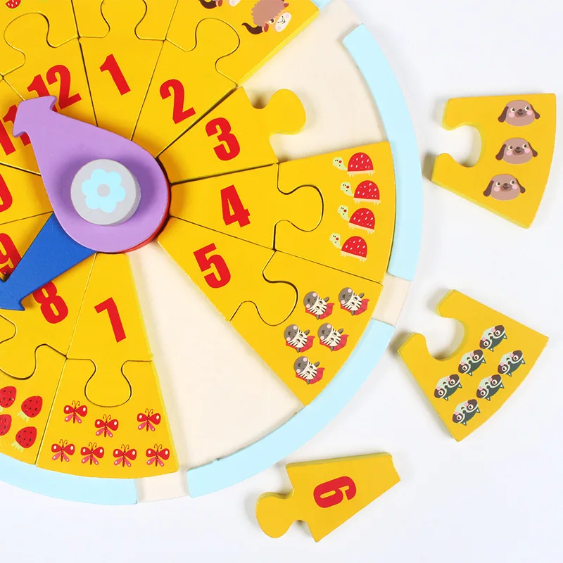 Children's clock toy wooden puzzle toy digital cognitive puzzle early education Montessori game teaching aids