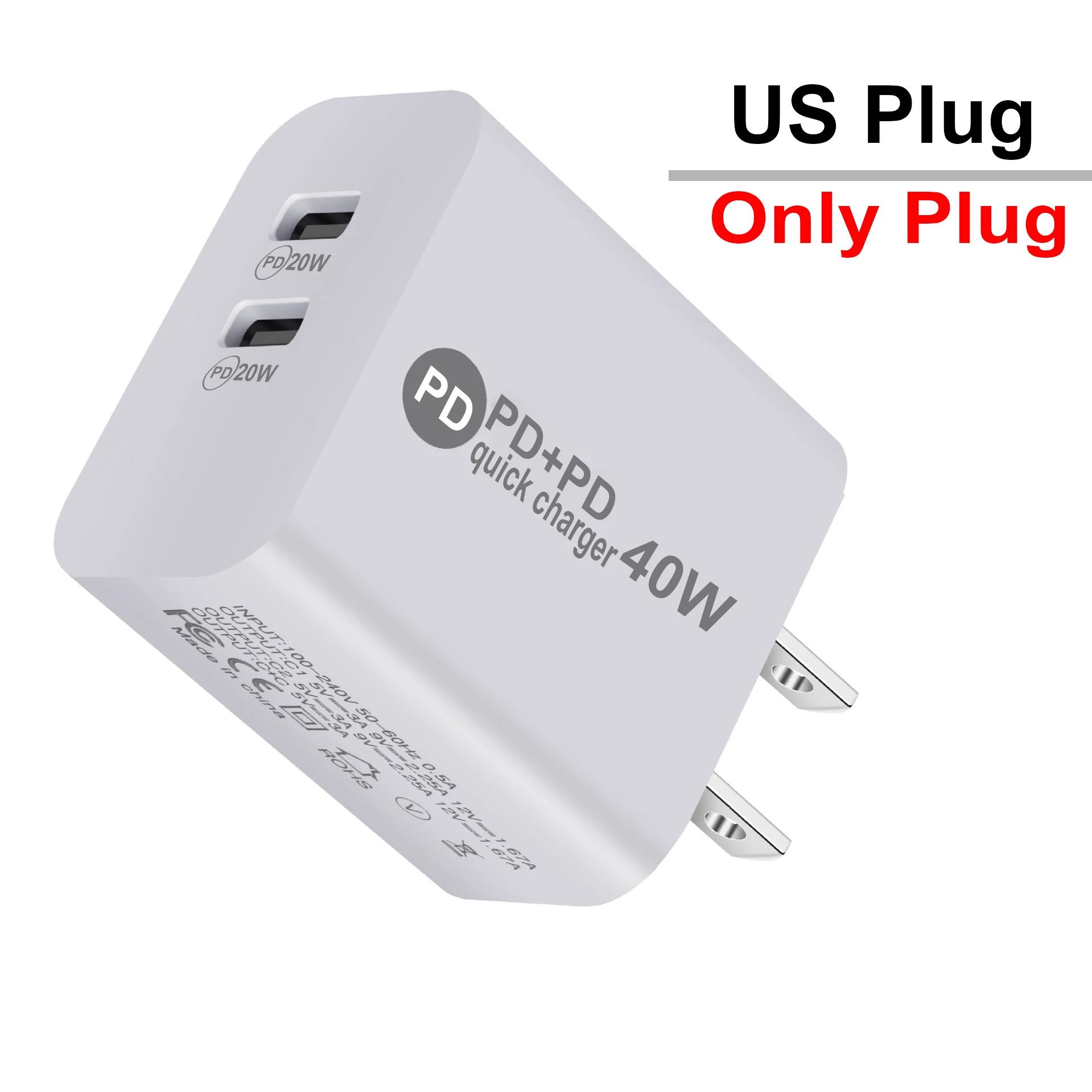 65 watt charger phone PD40W Mobile Phone Charger USB PD Fast Charging for EU/US Plug Dual Port PD Type-C PD20W Flash Charge for Cell Phones Tablets usb fast charge Chargers