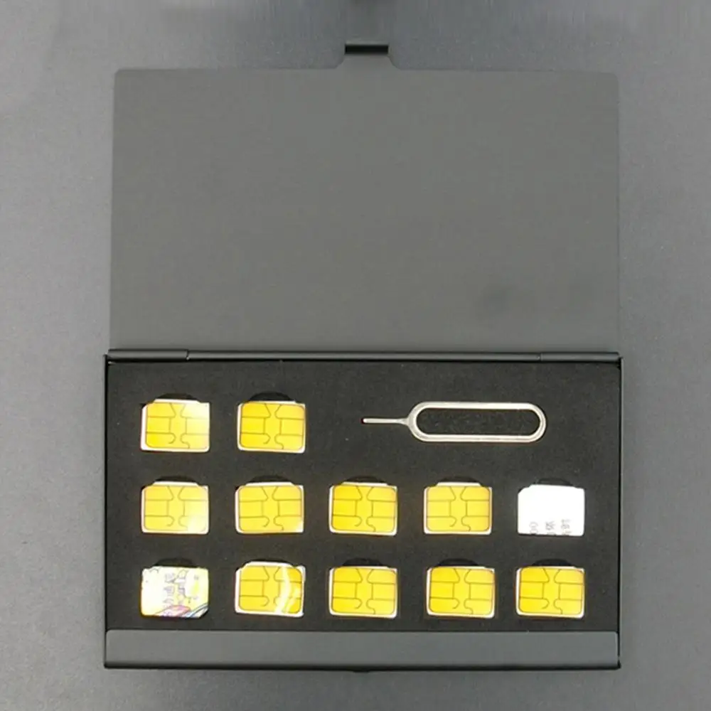 Aluminum Portable SIM Micro Pin SIM Card Storage Box for Apple Samsung