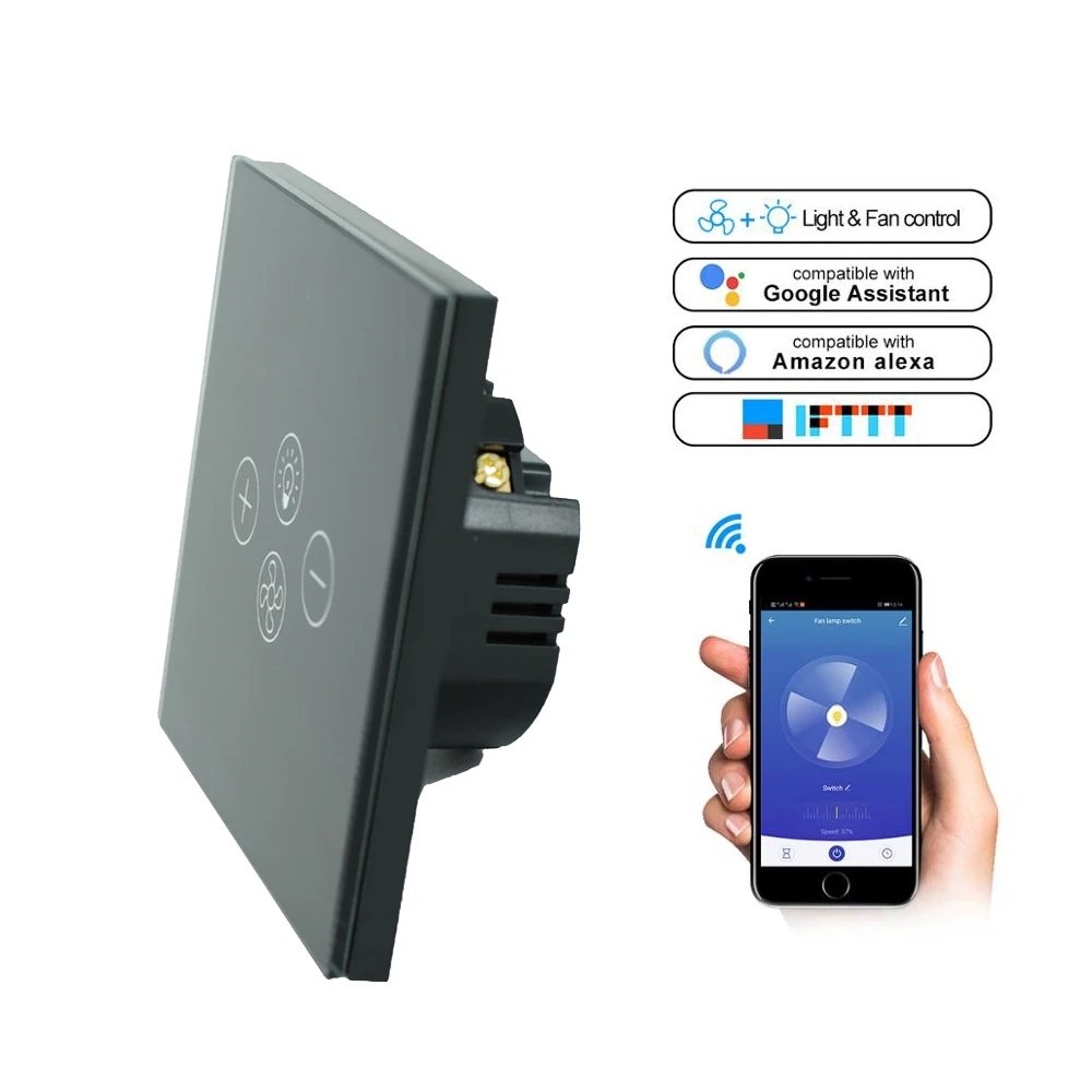  AVATTO Smart Wifi Fan Light SwitchEU/US Ceiling Fan Lamp Switch Tuya Remote Various Speed Control W - 4000214394624