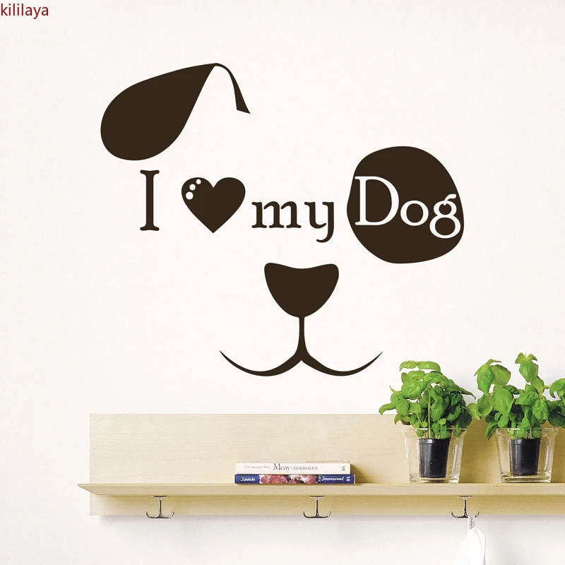 

Настенная Наклейка Kililaya «I Love My Dog» для детской комнаты, домашнее украшение для домашних животных, настенные художественные наклейки