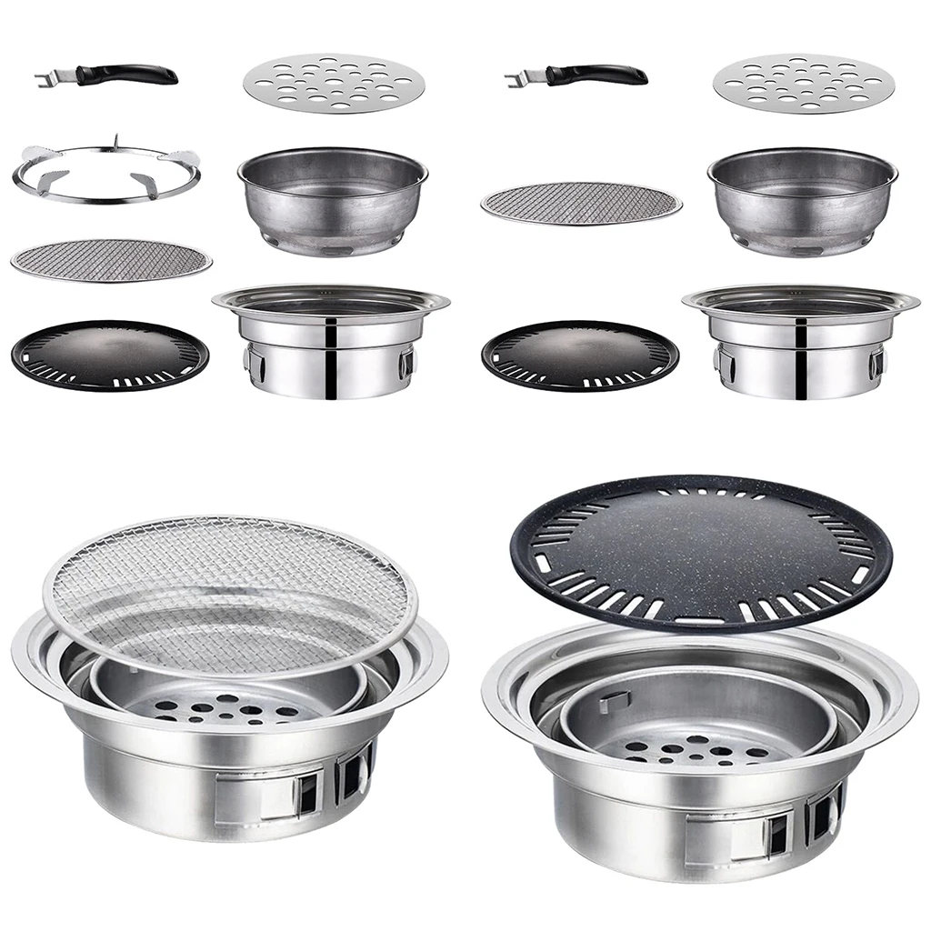Korean Charcoal Barbecue Grill Non-stick Household Home Kitchen Outdoor Garden Barbecue Stove