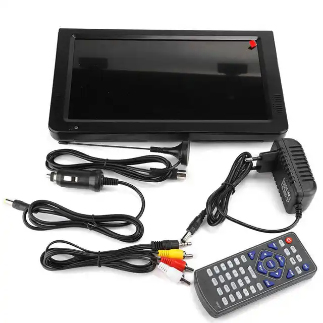 TV portátil de 10 pulgadas, sintonizador de alta sensibilidad, TV Digital  ATSC recargable para coche, exterior, enchufe estadounidense de 110-240V