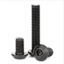 10-50pcs/Lot ISO7380 M2 M2.5 M3 M4 M5 M6 M8 Black Button Hex Cap Hexagon Socket Round Head Screws