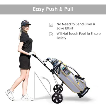 

Foldable Golf Trolley Adjustable Putter Handle Rotation Light Golf Putter Cart 2 Wheel Push And Pull Golf Cart #YL5