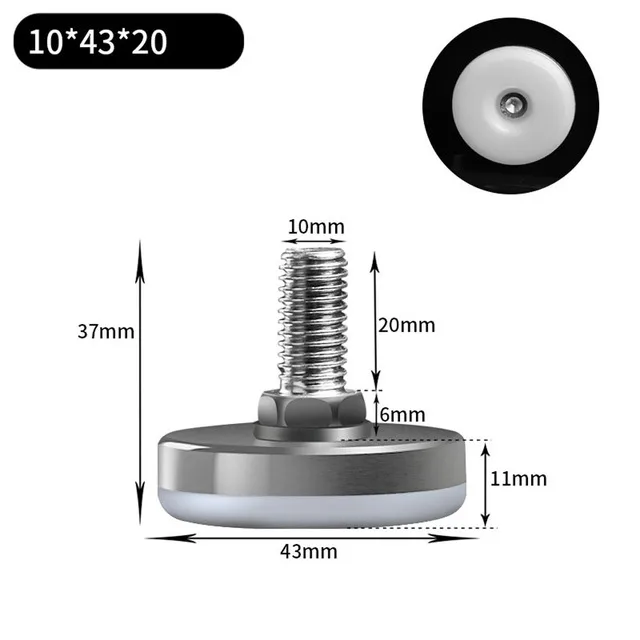 2/4/8Pcs Metal Furniture Legs Anti-slip Base Coffee Table Cabinet Leg Pad M6 M8 M10 Adjustable Leveling Feet Leveler 15mm-40mm 43mm  M10x20mm