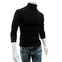 50%HOTLong Sleeve Turtleneck Men Pullover Soft Solid Color Stretchy Knitted Shirt for Autumn Winter