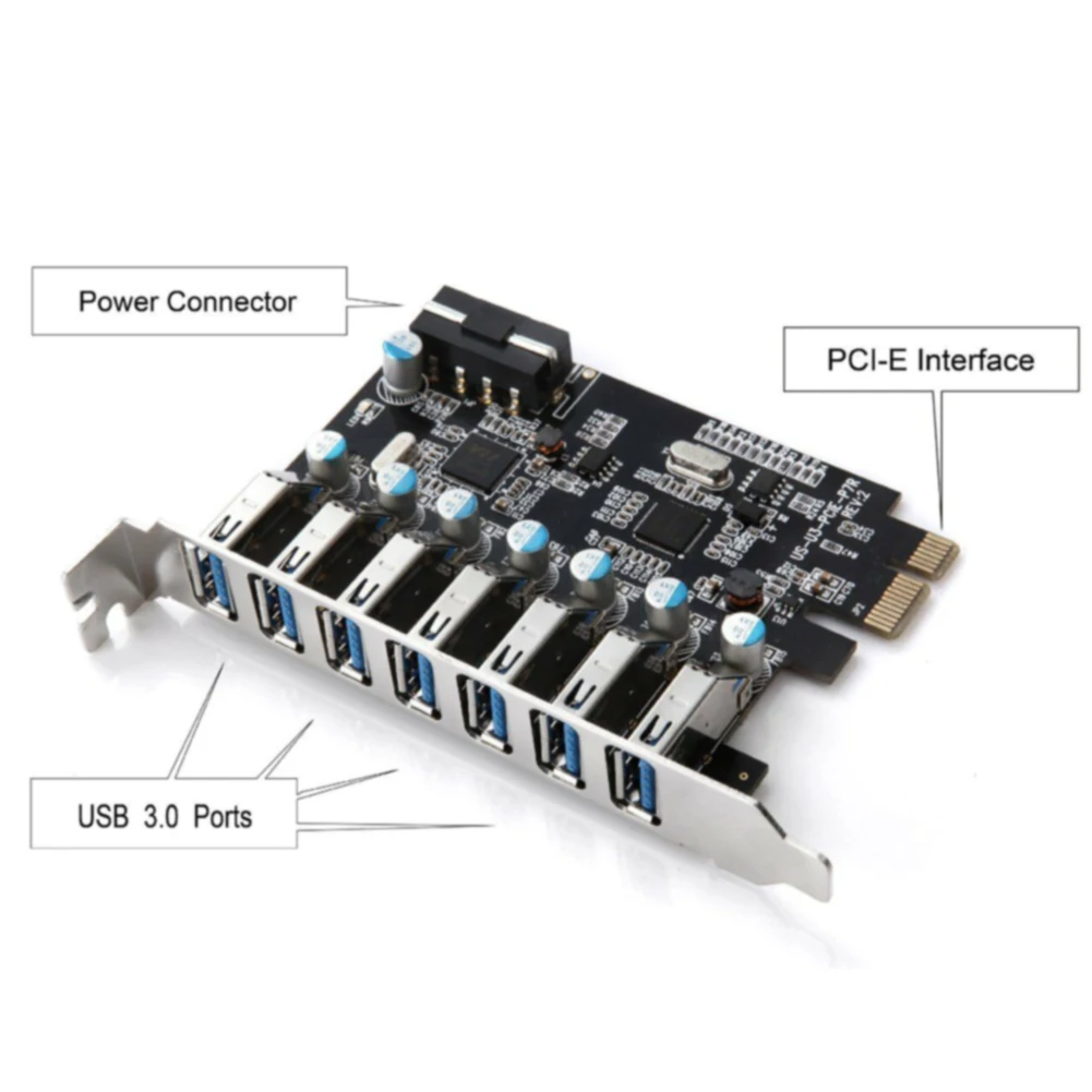 Мини-адаптер USB 3,0 для рабочего стола 7 Порты и разъёмы PCI Express концентратор SuperSpeed внутренний добавить на черном фоне карты расширения 5V 4 Pin-код