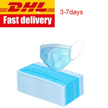 

DHL/EMS/UPS shipping Mask Disposable Non-Woven Mask Blue Breathable Mask 3-Layer Ply Filter Ear Loop Mouth Face Mask