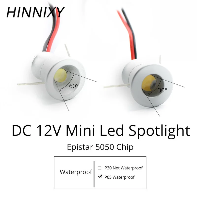 Светодиодный мини светильник Hinnixy IP65 водонепроницаемый точечный для шкафа 12 в