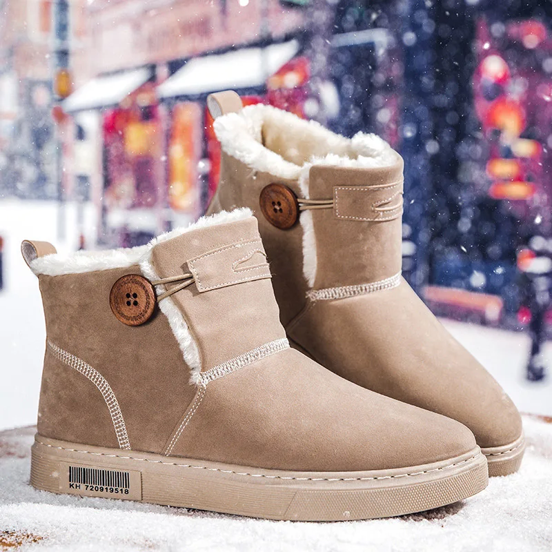 Men Ankle Boots 2021 New Winter Boots For Men Keep Warm Snow Botas Mujer Slip-On Ankle Boots Low Heels Winter Shoes for Men
