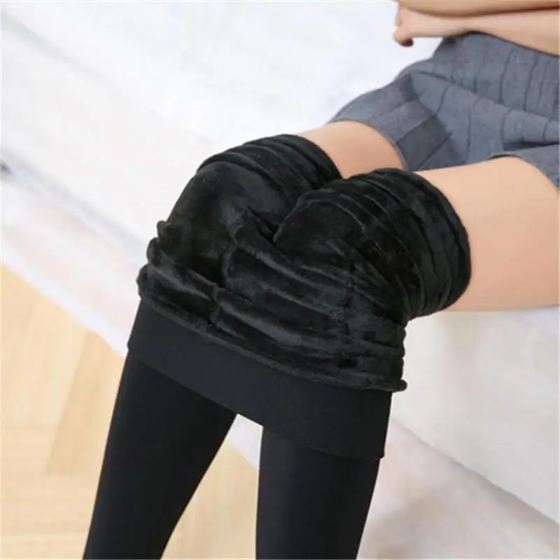 

Thick Tights Autumn Winter Fashion Women's Plus Cashmere Tights High Quality Knitted Velvet Tights Elastic Slim Warm