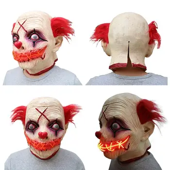 

New Halloween Maskers LED Glowing Clown Mask Latex Mask Cosplay The Clown Celebrate Party Maskers Supplies