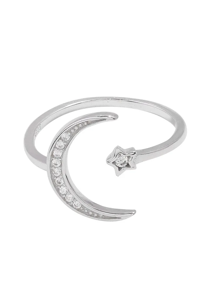 Богемные 925 стерлингового серебра хрустальные лунные кольца для женщин Свадебные винтажные открытые, кольца на палец рождественские подарки
