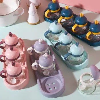 

Simple Style Seasoning Bottle Glass Corn Starch Seasoning Salt Sugar Condiment Tank Kitchen Tool Home Garden Decor SuppliesLA179