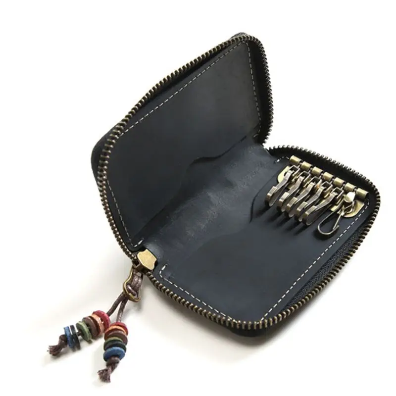 Портативный мужской из искусственной кожи держатель для карт ключ сумка чехол портмоне кошелек на молнии